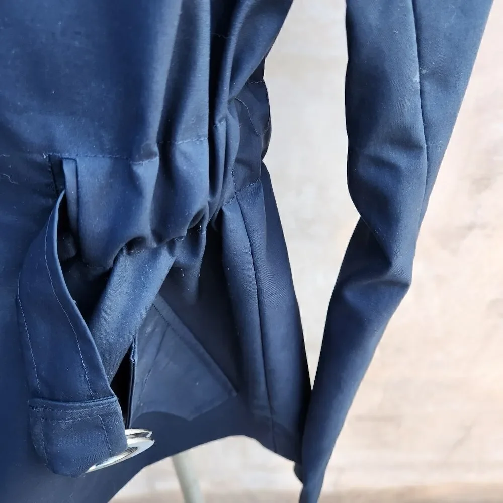 Theory navy hooded belted jacket